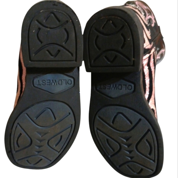 Old West Pink And Black Zebra Glitter Cowboy Boots Cowgirl Boots size 12 - Picture 8 of 11